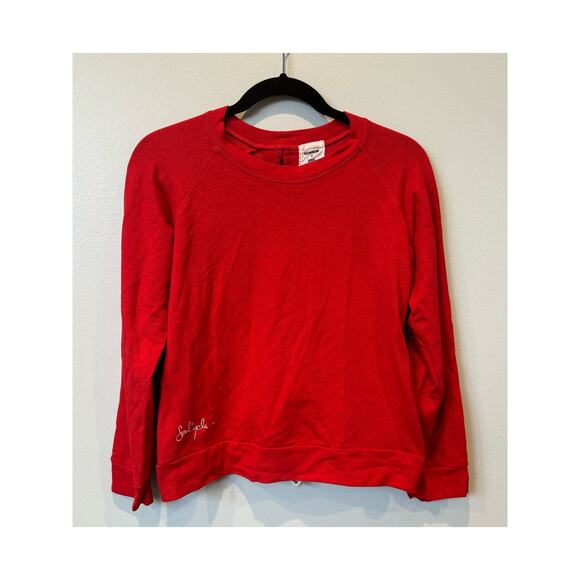 soulcycle Tops - Soulcycle X Monrow Crew Neck Pullover Sweatshirt Lace Up Back Red Women S